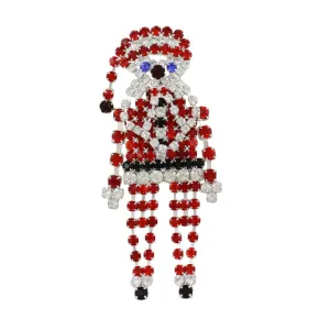 Large Sparkling Red Crystals Santa Brooch Pin - XP344