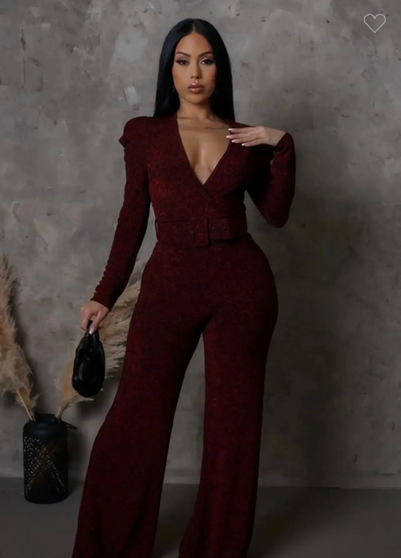 Long Sleeve Burgundy Jumpsuit