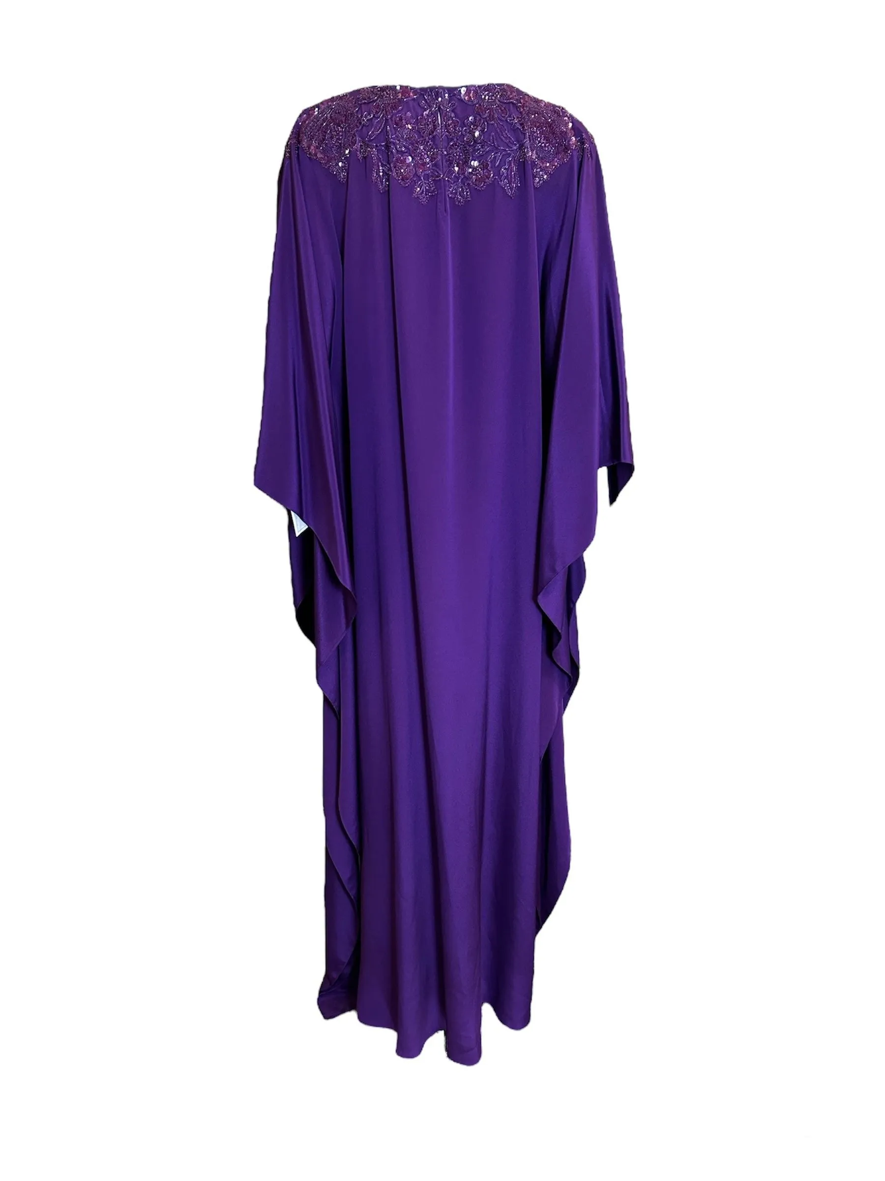 Lorena Sarbu Purple Silk Caftan w/Sequins and Beading NWT