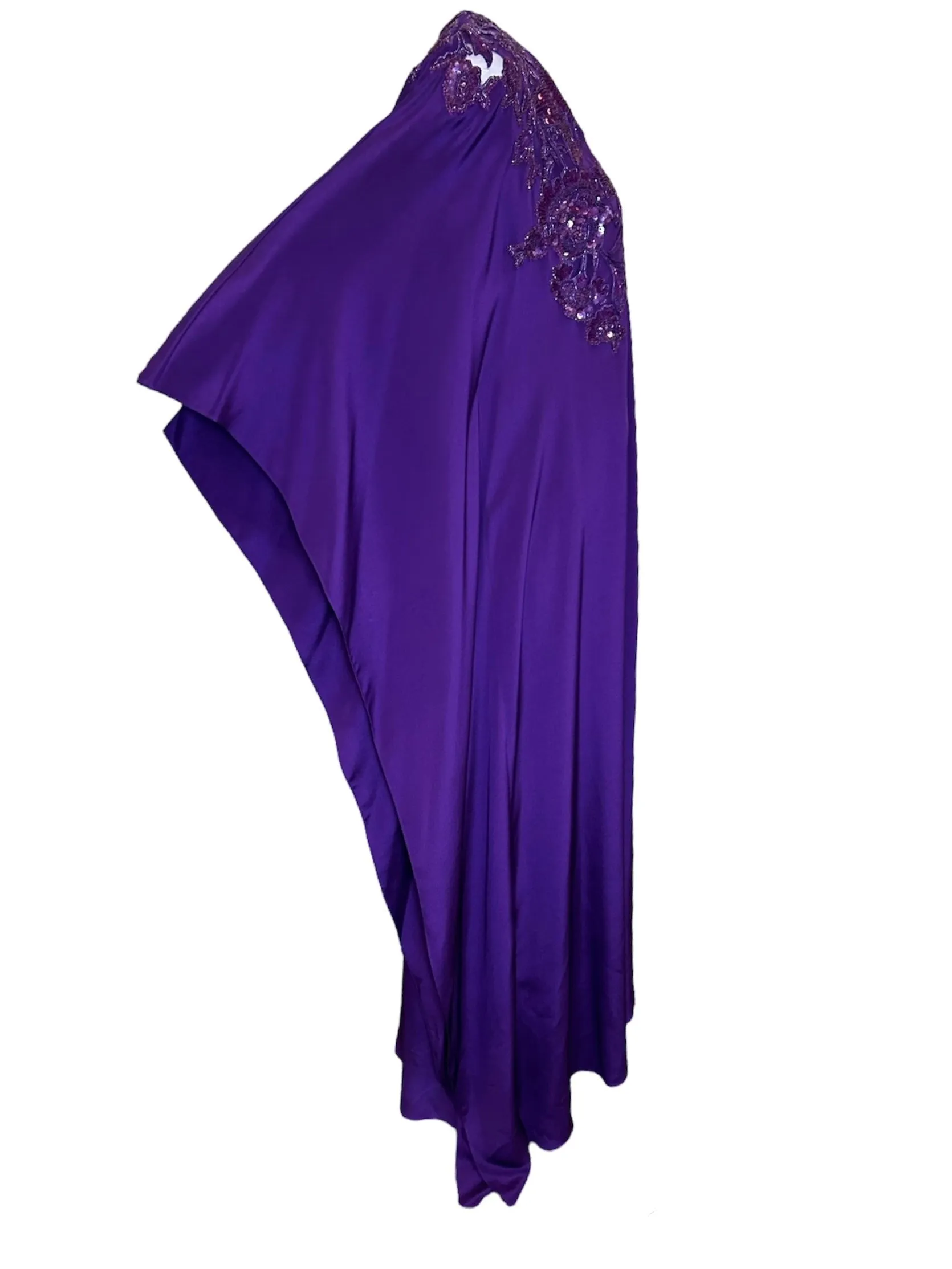 Lorena Sarbu Purple Silk Caftan w/Sequins and Beading NWT