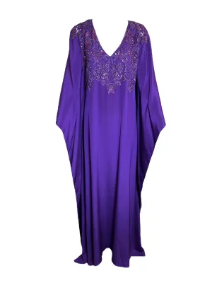 Lorena Sarbu Purple Silk Caftan w/Sequins and Beading NWT