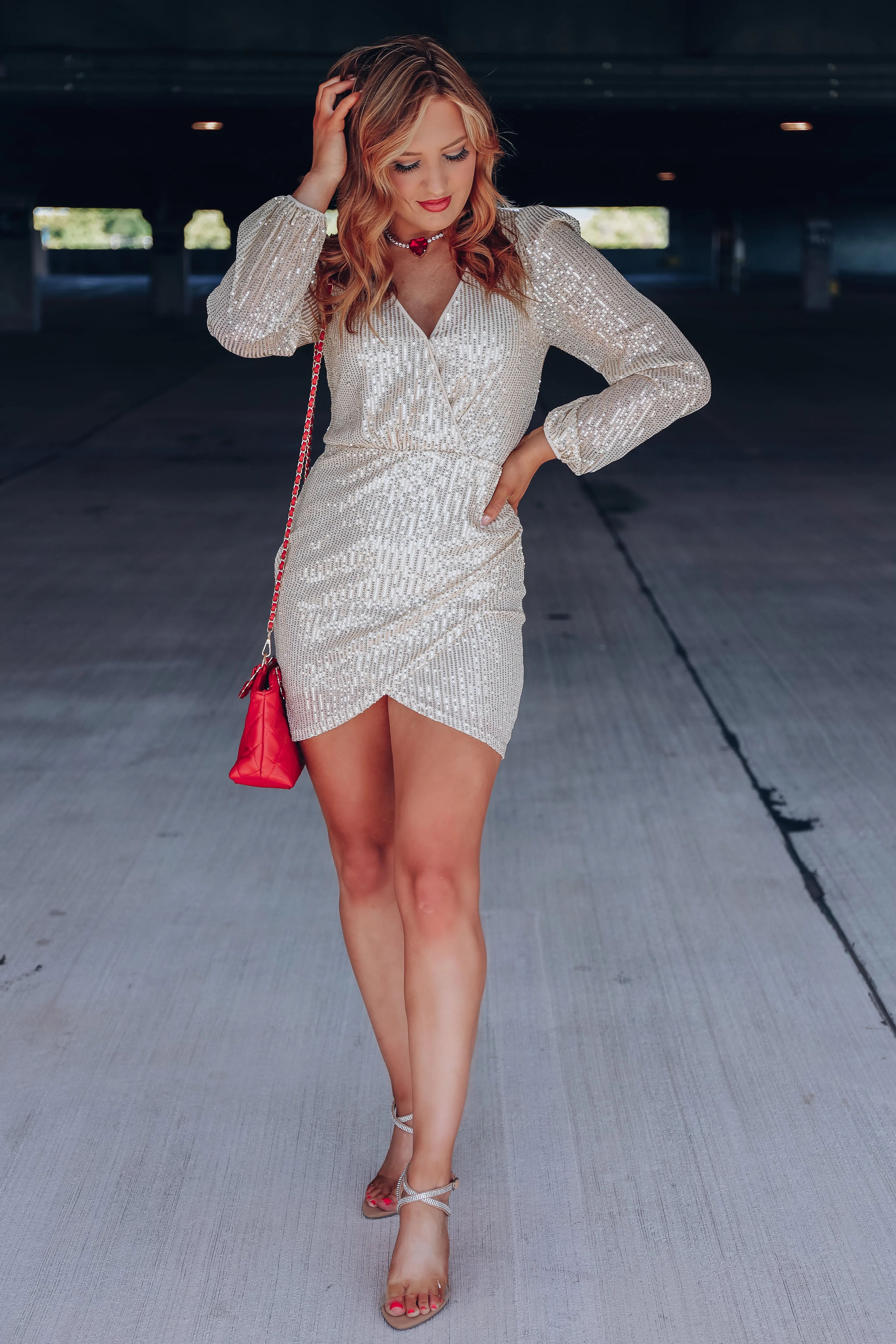 Luxurious Living Wrap Mini Dress - Gold