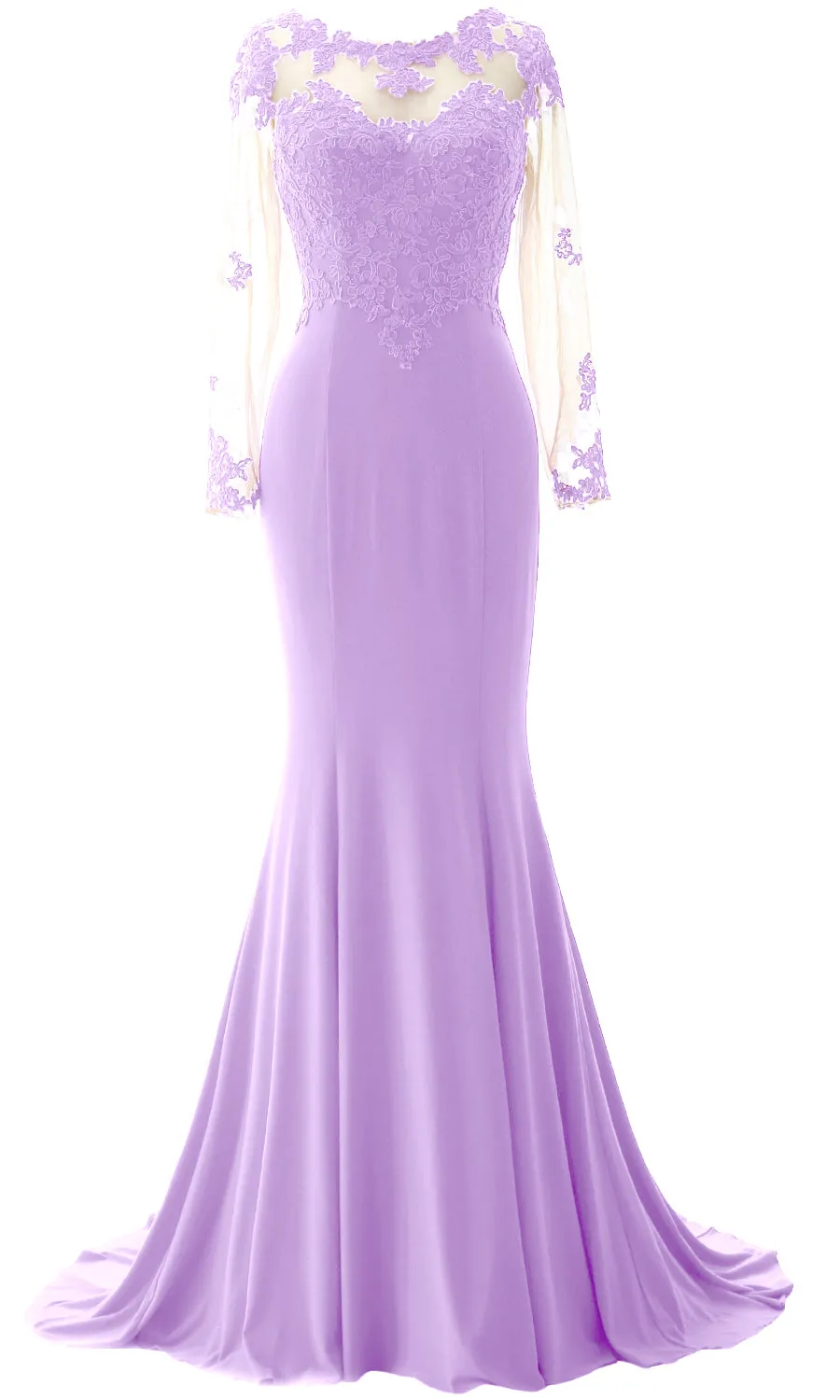 MACloth Women Mermaid Long Sleeve Evening Gown Jersey Mother of The Bride Dress