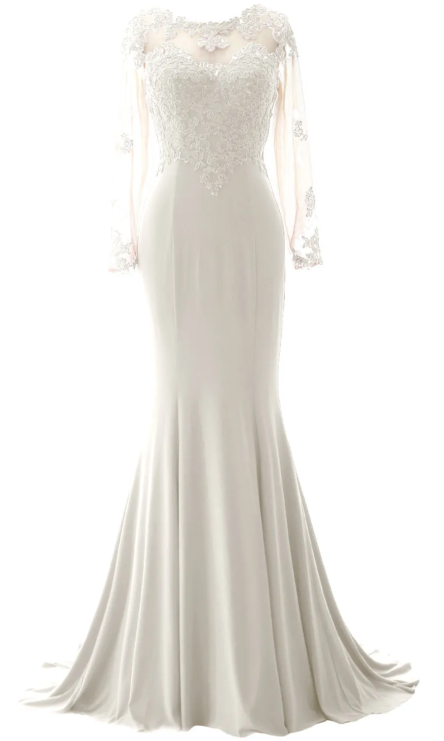 MACloth Women Mermaid Long Sleeve Evening Gown Jersey Mother of The Bride Dress