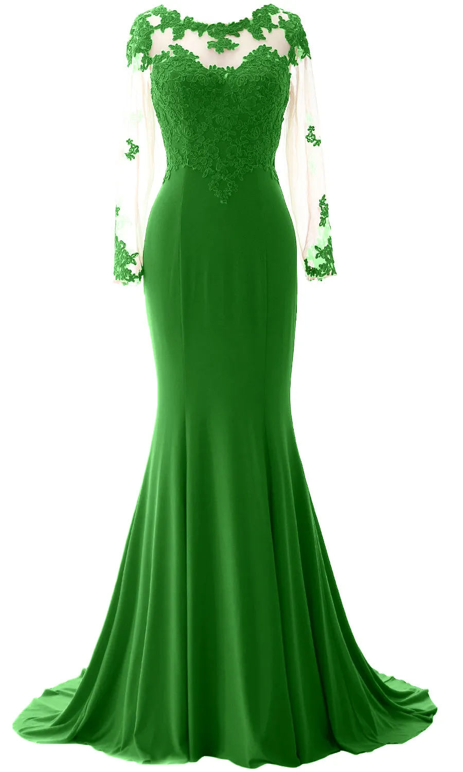 MACloth Women Mermaid Long Sleeve Evening Gown Jersey Mother of The Bride Dress