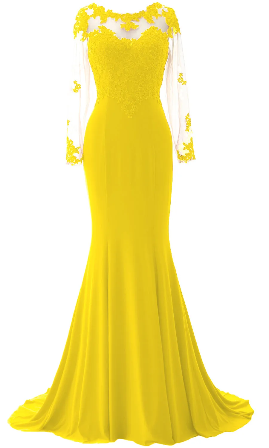 MACloth Women Mermaid Long Sleeve Evening Gown Jersey Mother of The Bride Dress