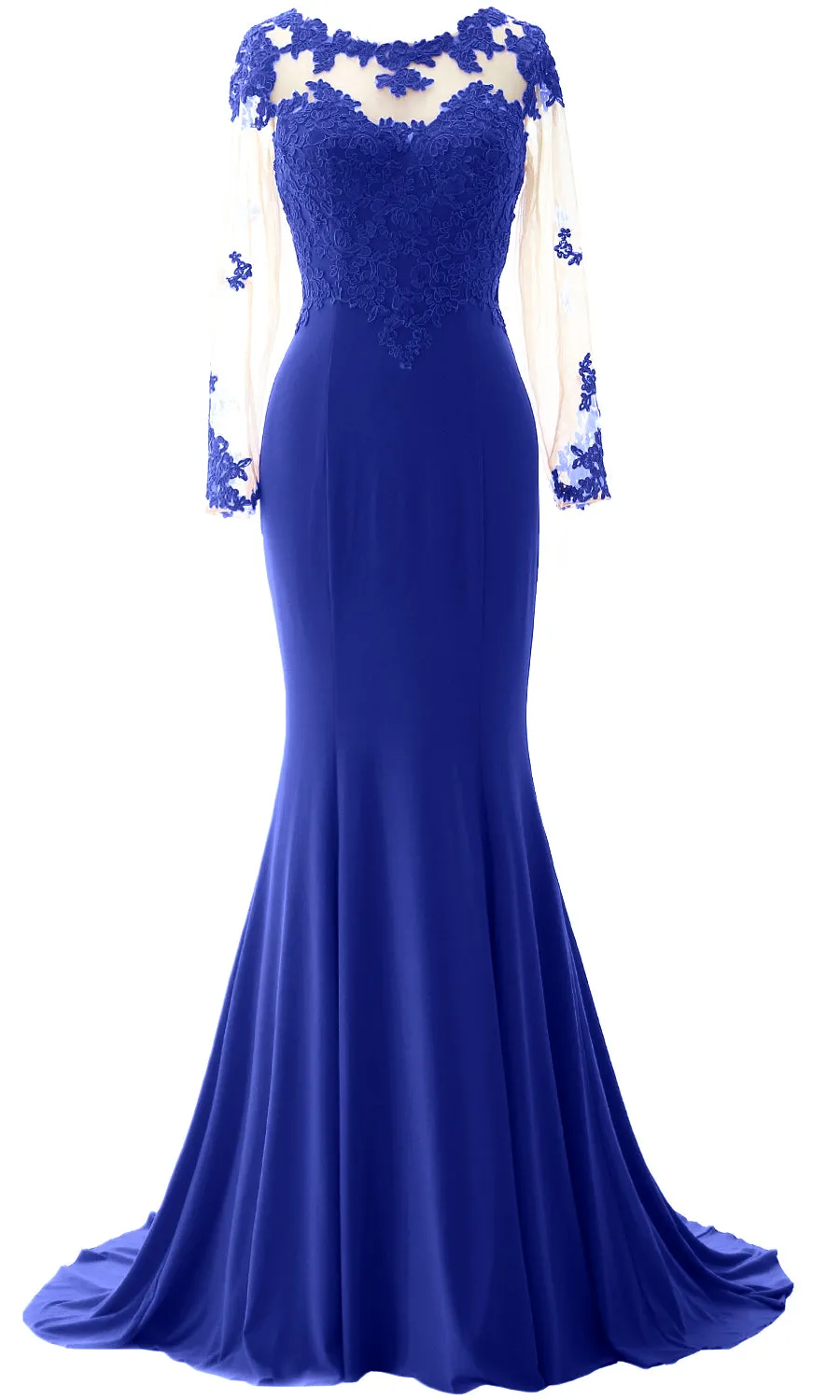 MACloth Women Mermaid Long Sleeve Evening Gown Jersey Mother of The Bride Dress