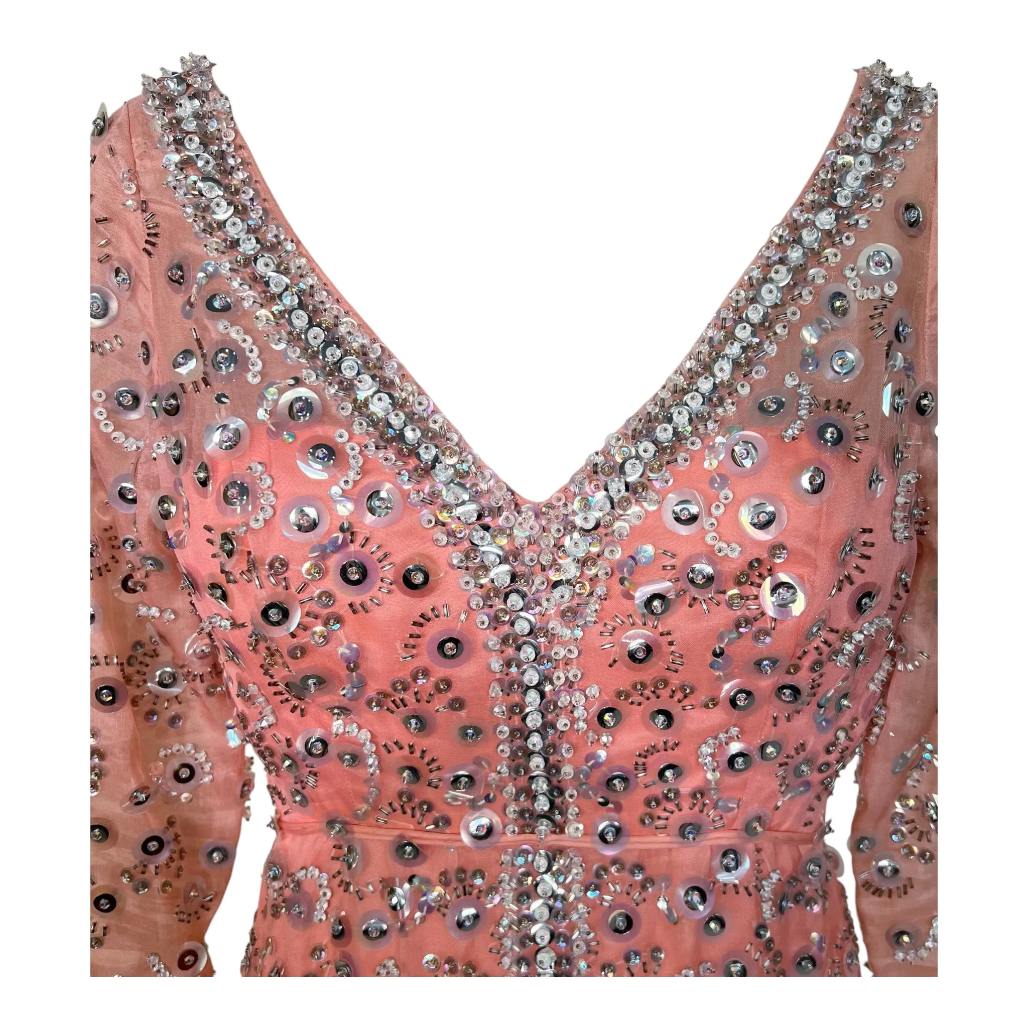 Malcolm Starr Early 1970's Pink Embellished Gown