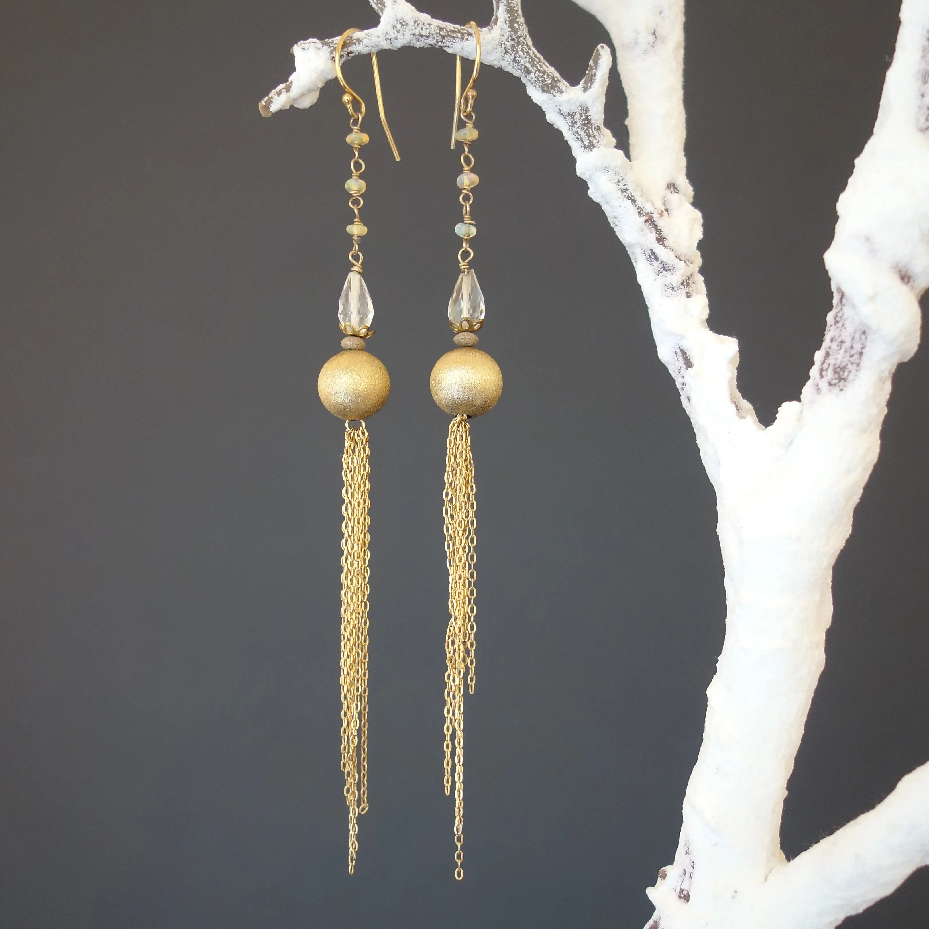 Meet Me at Studio 54 gold chain and opal earring