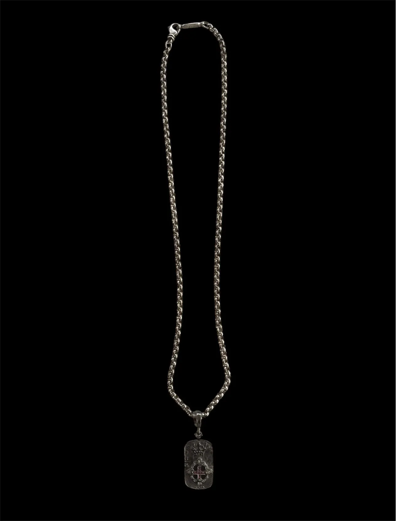 Necklace - Dog Tag with FDL Diamond & Ruby Cross