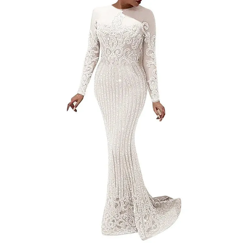 New Arrival Sexy Prom Dresses Women Long Sleeve Bodycon Cocktail Party Robe Elegant Formal Evening Vestido