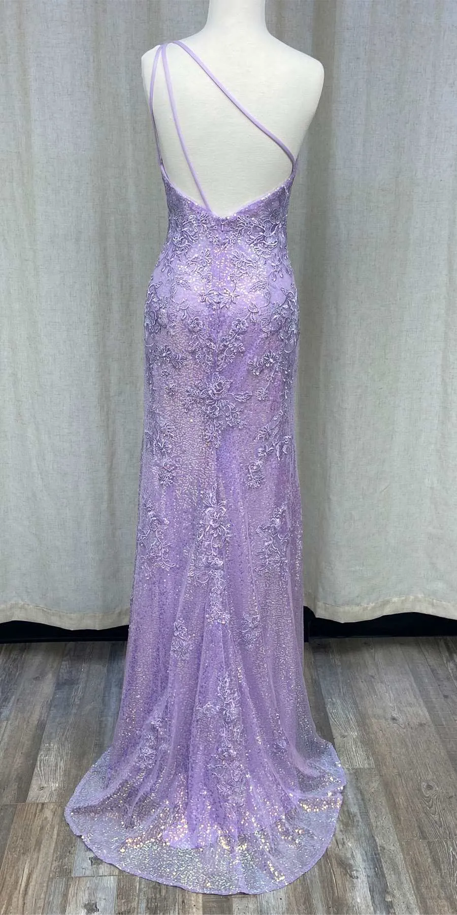 Nox Anabel D1158 Floor Length One Shoulder Strap Sequin Gown