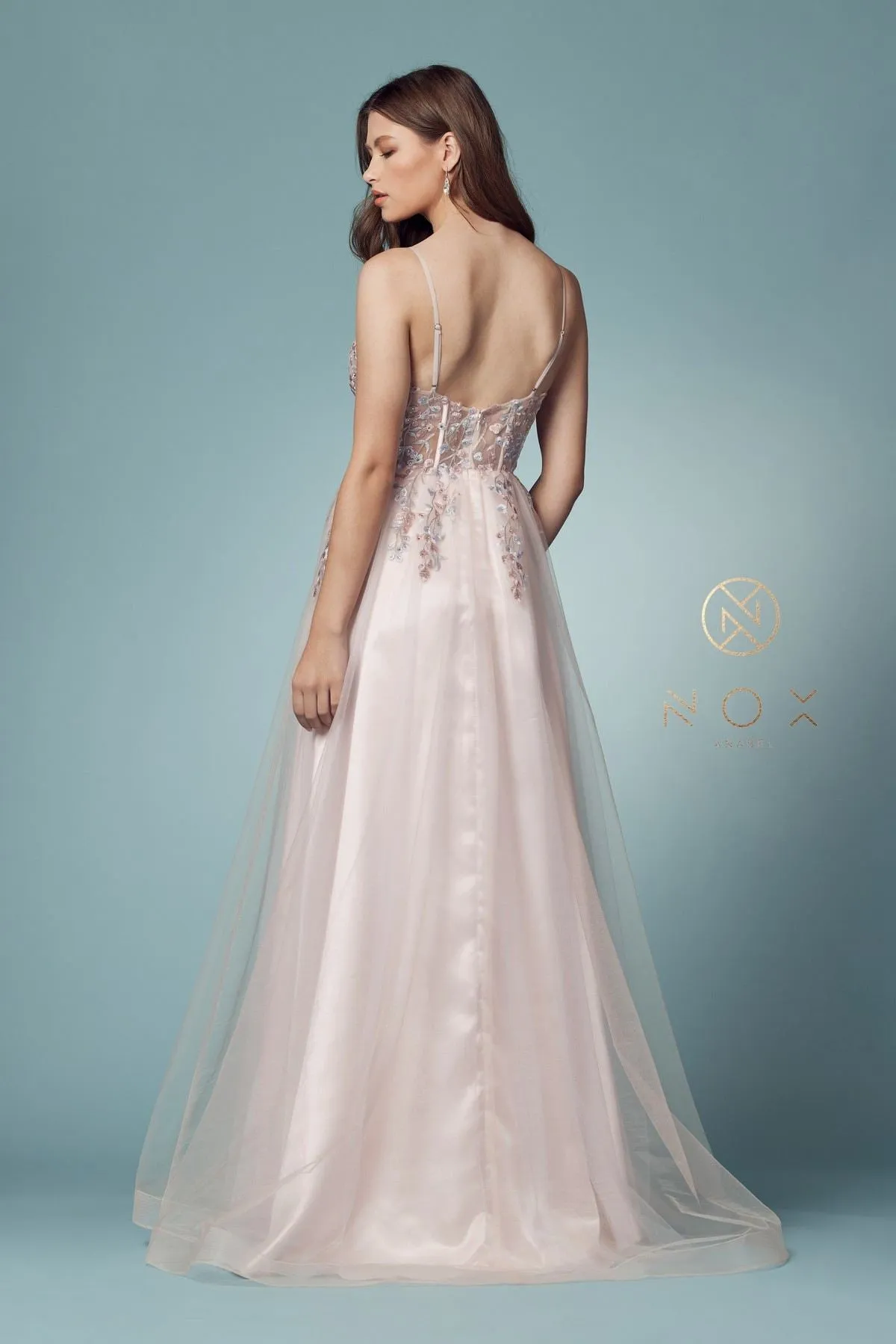 Nox Anabel S1015 Floor Length A-Line Formal Gown with Slit