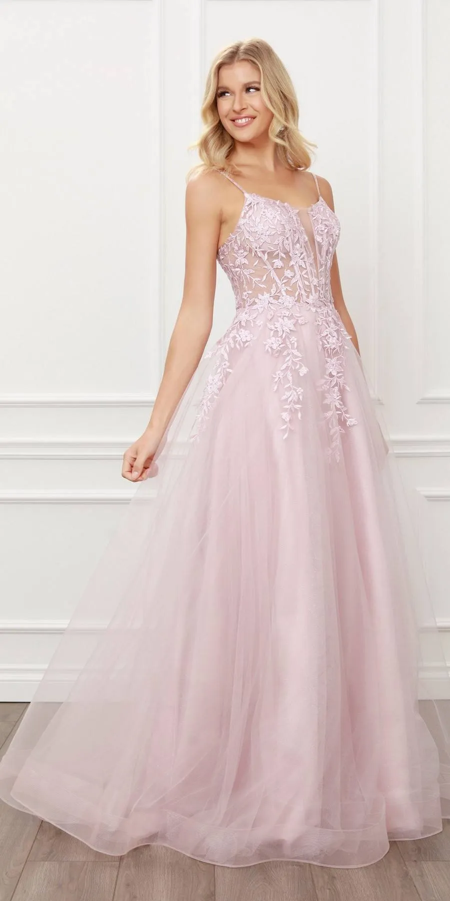 Nox Anabel T449 Floral Embellished Beaded Bodice A-Line Gown