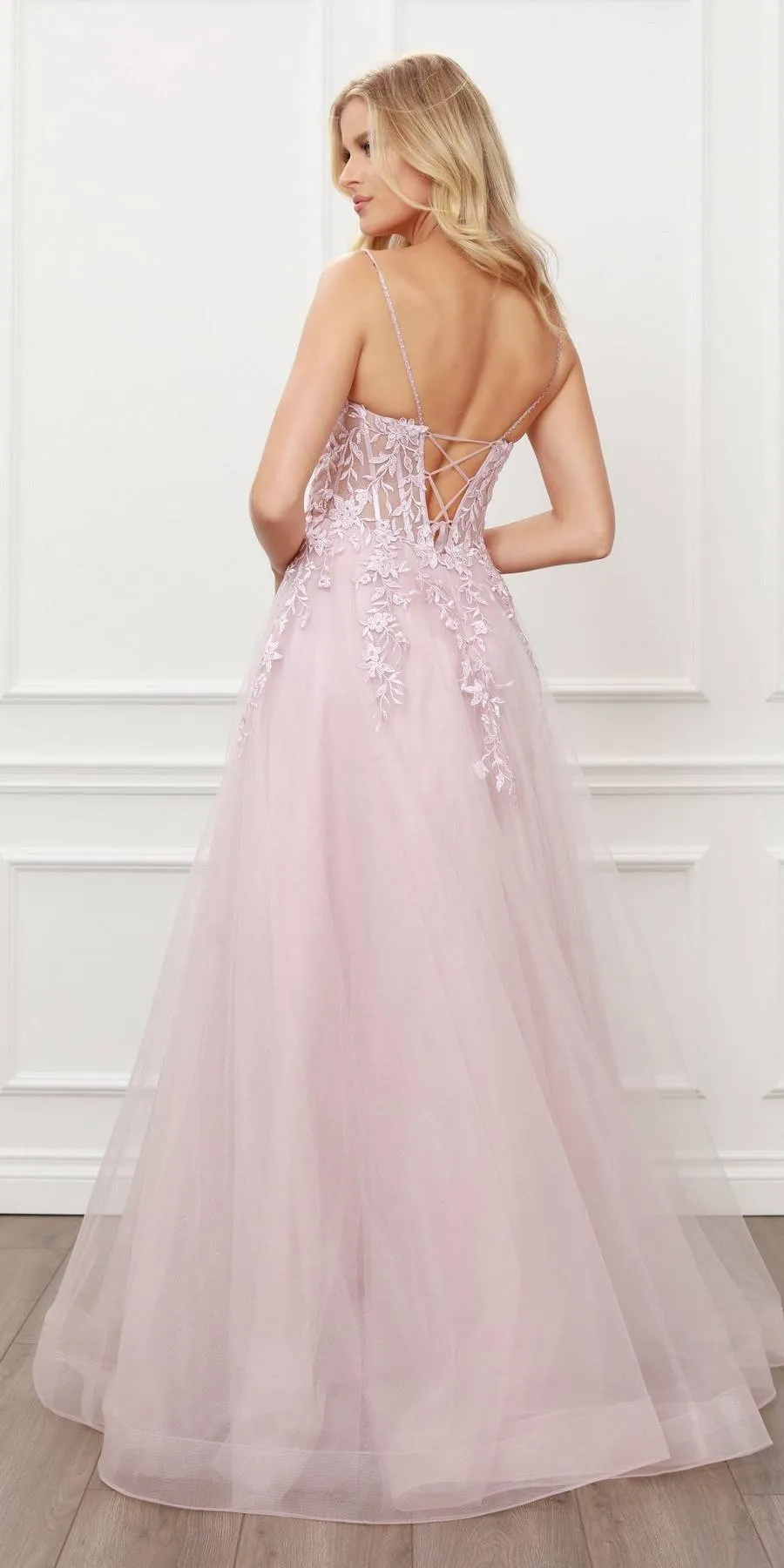 Nox Anabel T449 Floral Embellished Beaded Bodice A-Line Gown