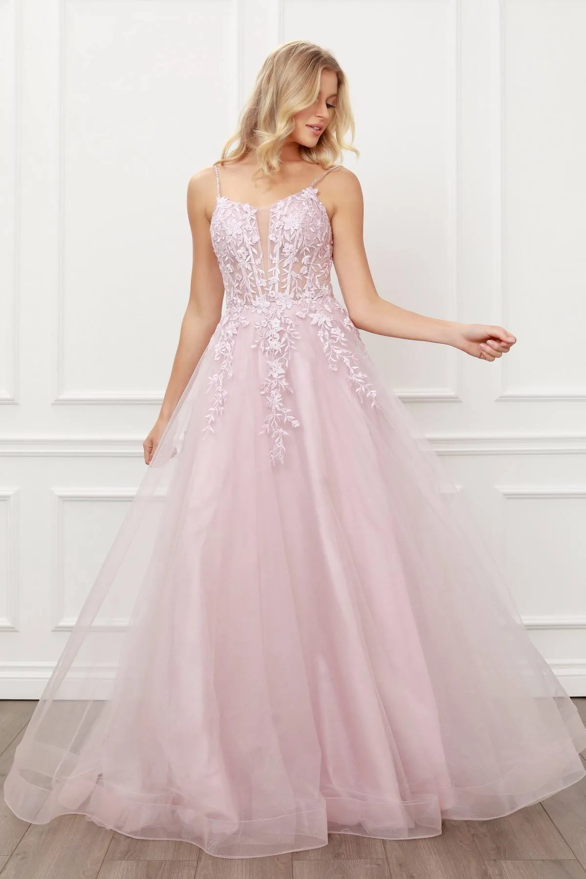 Nox Anabel T449 Floral Embellished Beaded Bodice A-Line Gown