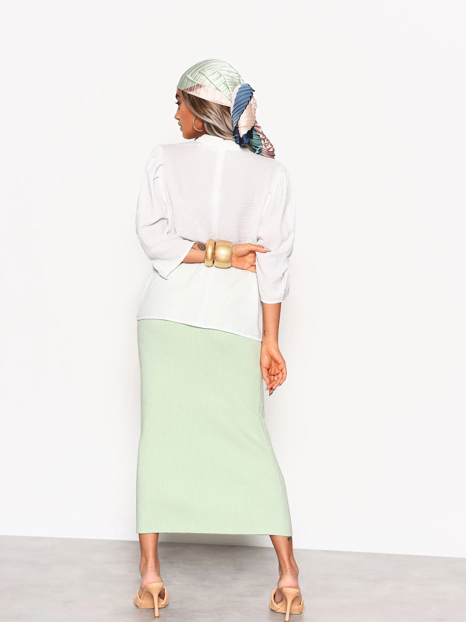 Off White Volume Sleeve Blouse