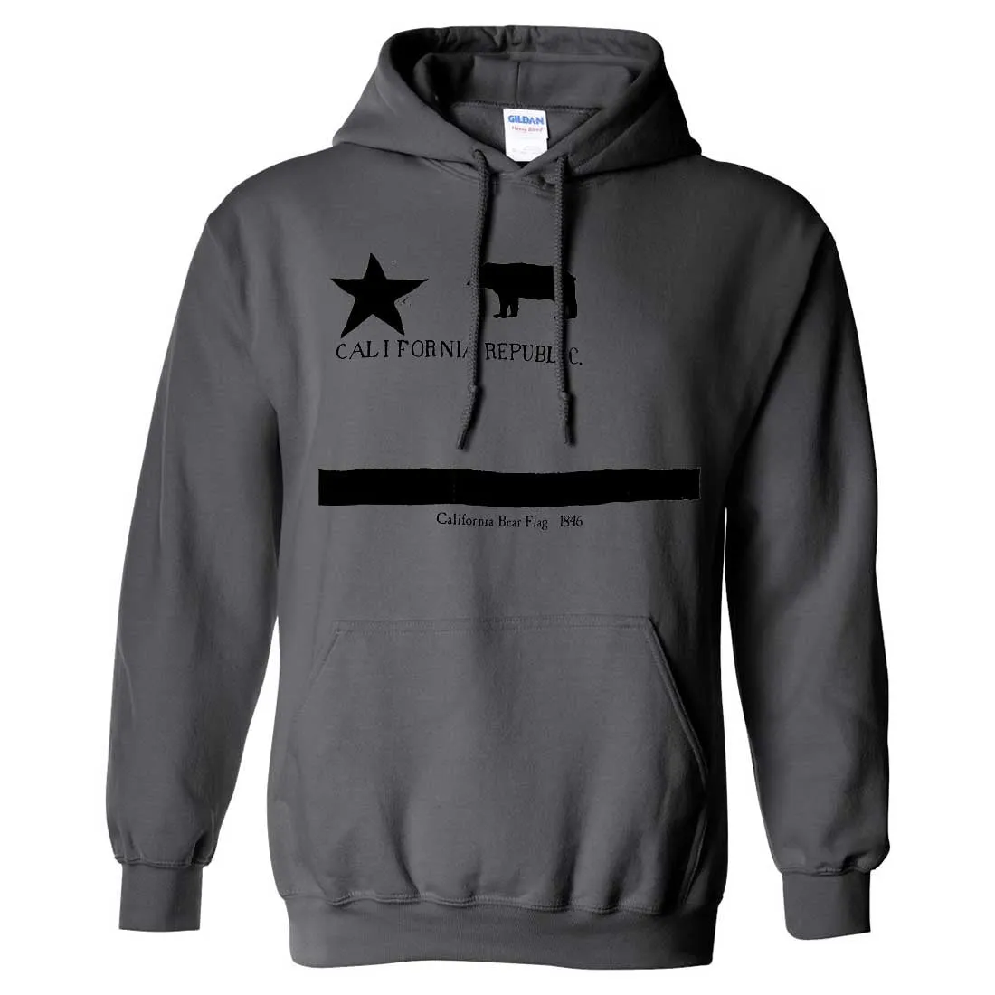Old California Bear Flag 1846 Black Print Sweatshirt Hoodie