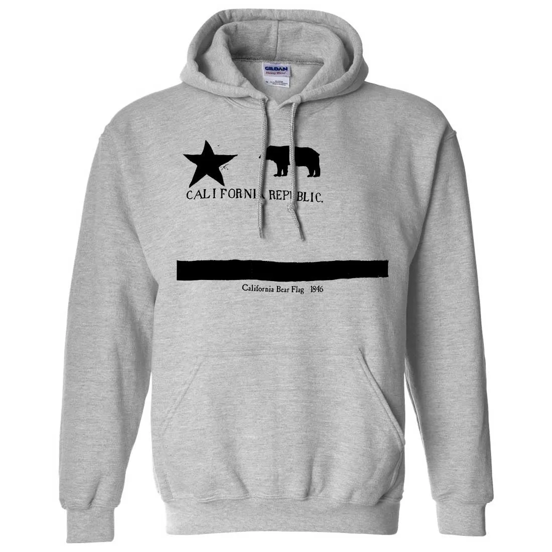 Old California Bear Flag 1846 Black Print Sweatshirt Hoodie