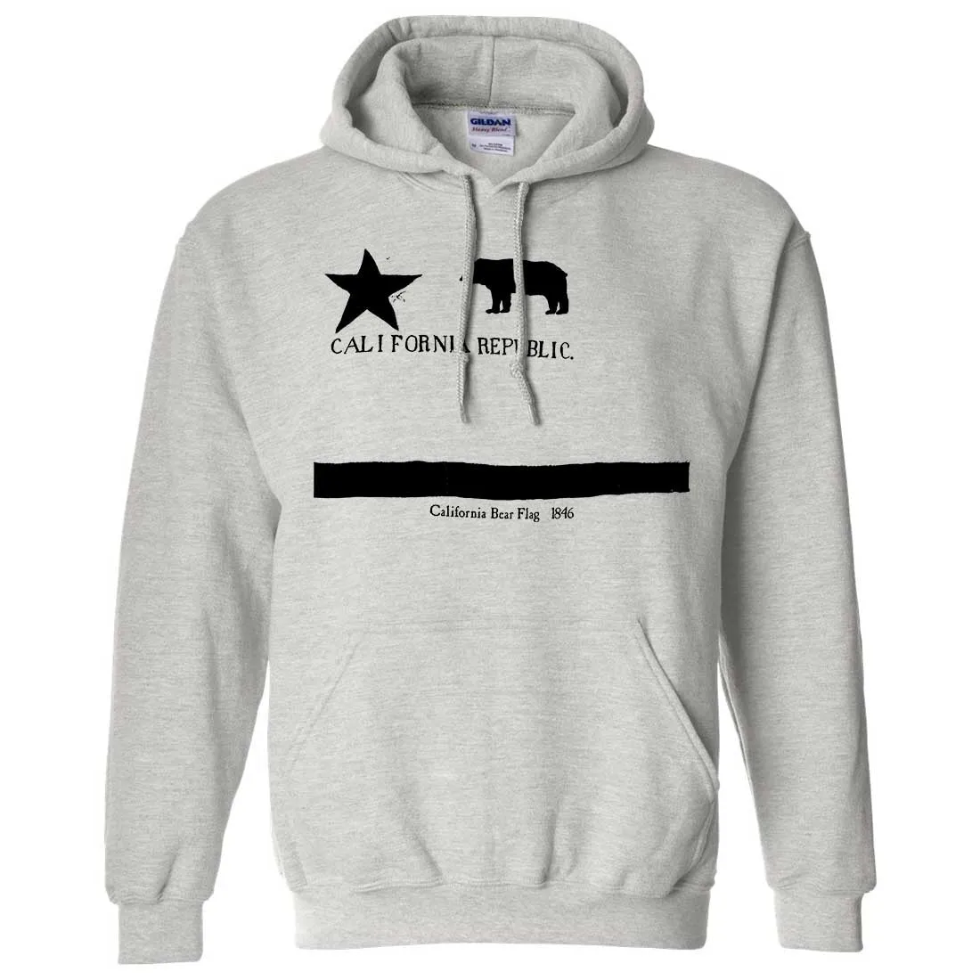 Old California Bear Flag 1846 Black Print Sweatshirt Hoodie