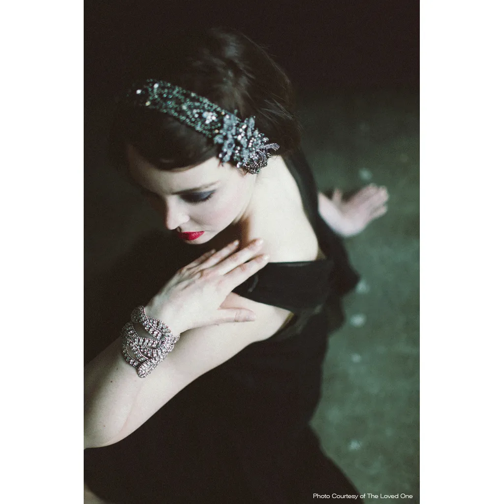 One-Of-A-Kind Noir Black Diamond Encrusted Headpiece