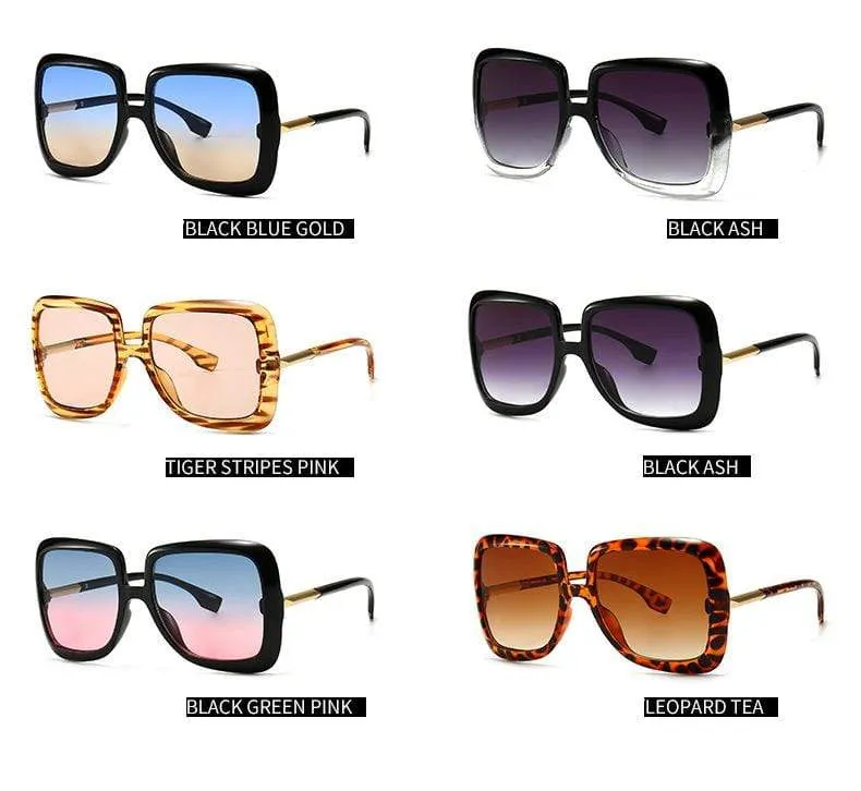 Oversized Sunglasses Women  Vintage Square Fashion Big Large Grain Frame