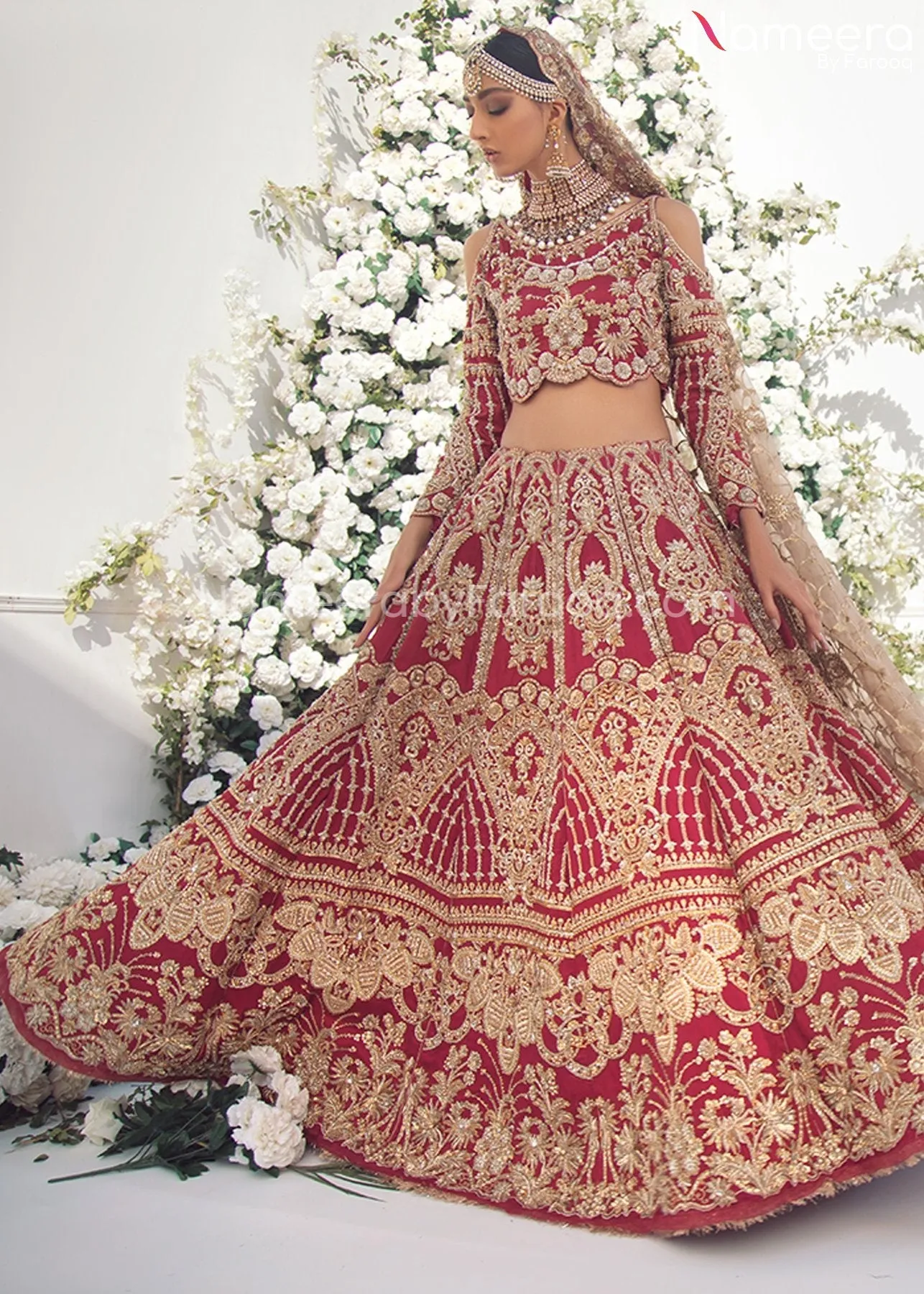 Pakistani Red Lehenga for Marriage with Choli #BR113