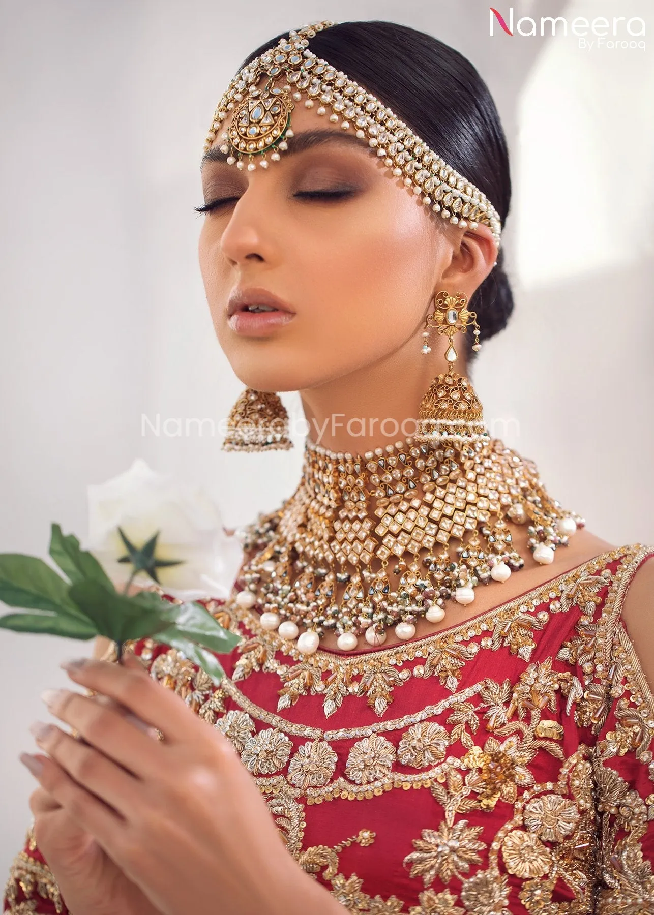 Pakistani Red Lehenga for Marriage with Choli #BR113