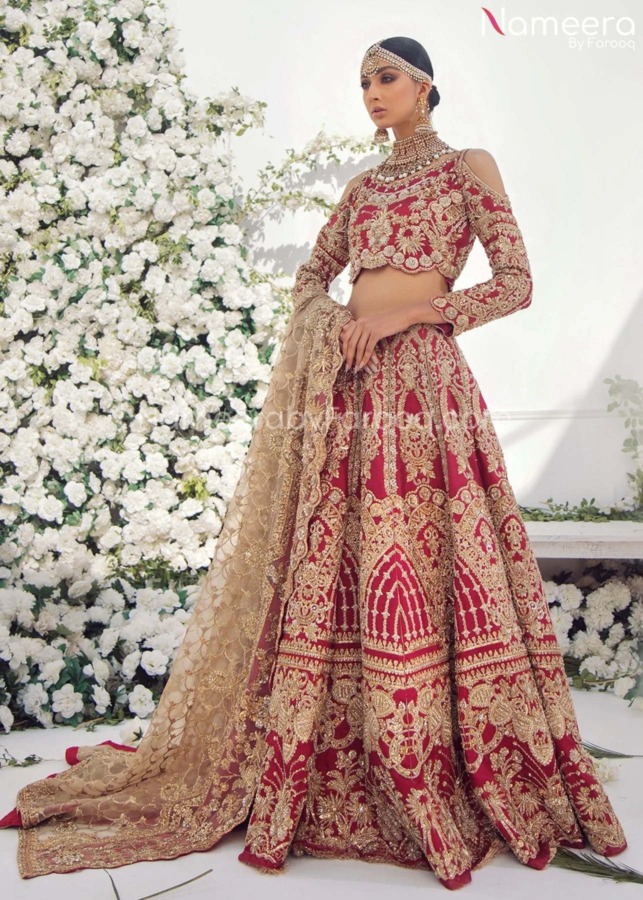 Pakistani Red Lehenga for Marriage with Choli #BR113