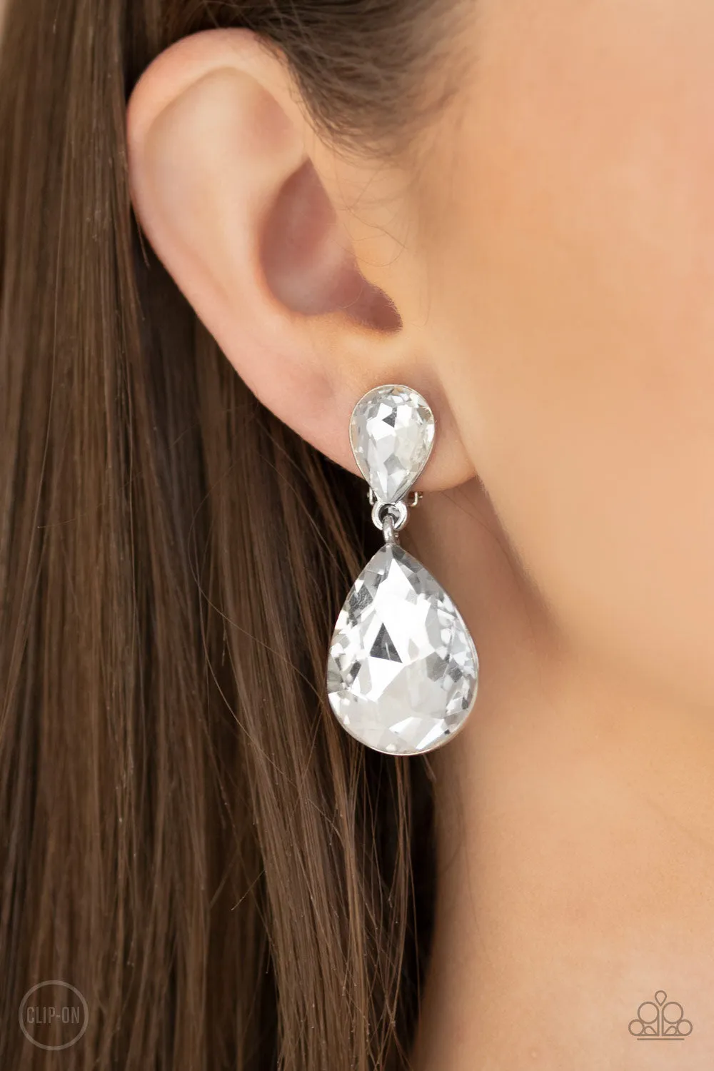 Paparazzi Aim For The MEGASTARS - White Earrings