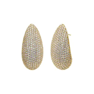 Pave Puffy Oval On The Ear Stud Earirng
