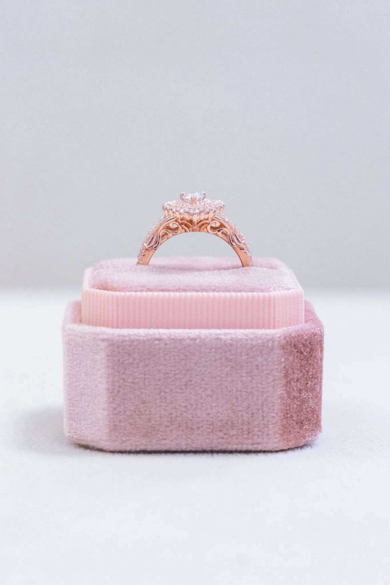 Pear Natural Diamond Double Halo Split Shank Ring