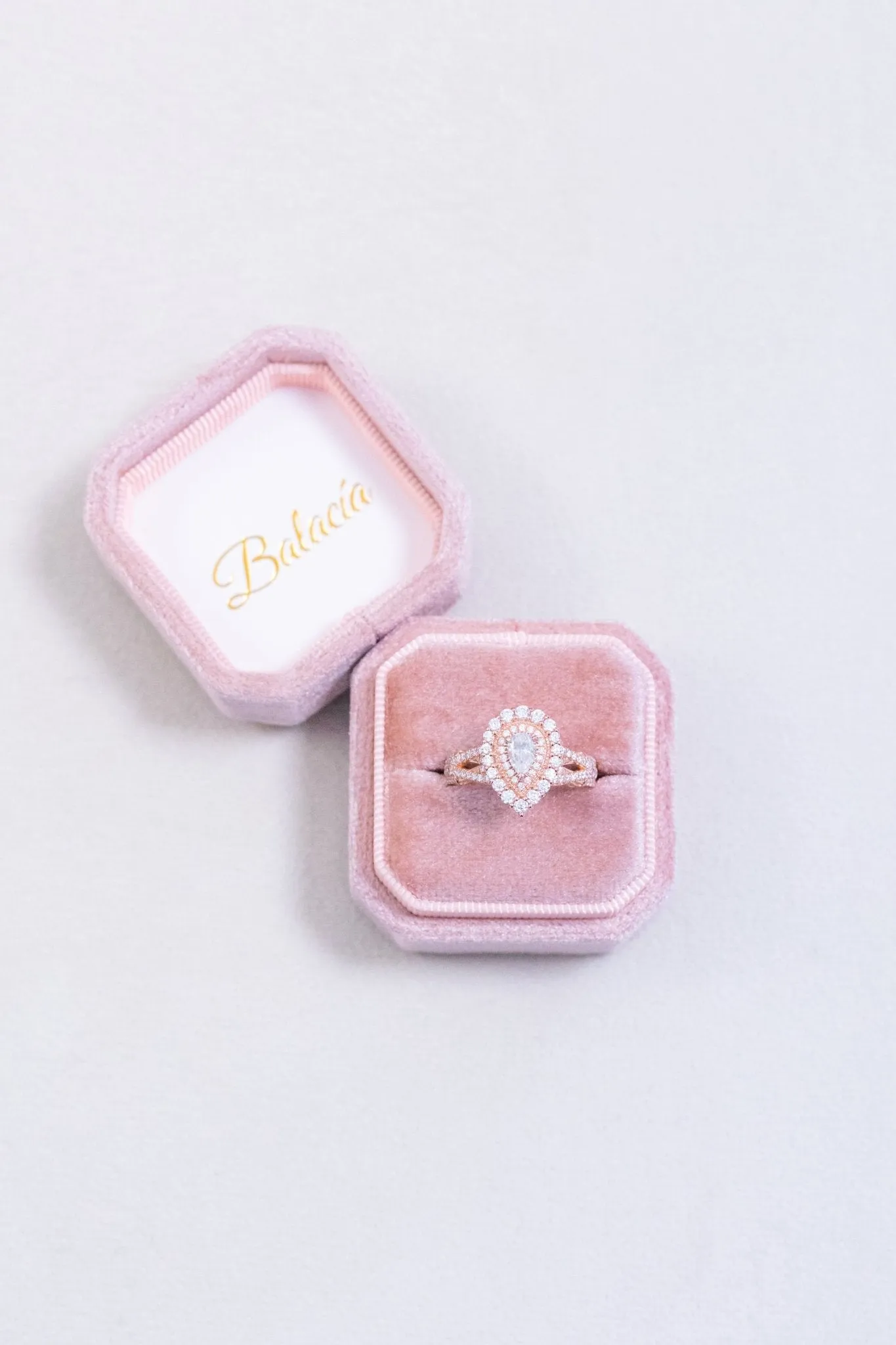 Pear Natural Diamond Double Halo Split Shank Ring