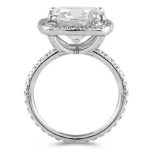 Platinum Petite Pave Floating Halo Engagement Ring 8.92 Ctw