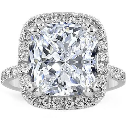 Platinum Petite Pave Floating Halo Engagement Ring 8.92 Ctw