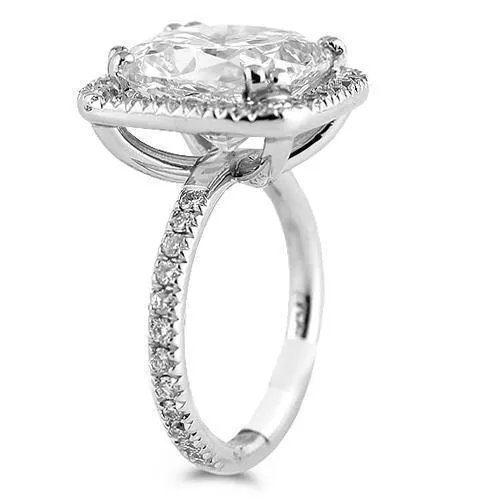 Platinum Petite Pave Floating Halo Engagement Ring 8.92 Ctw
