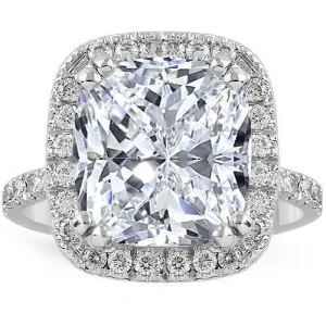 Platinum Petite Pave Floating Halo Engagement Ring 8.92 Ctw
