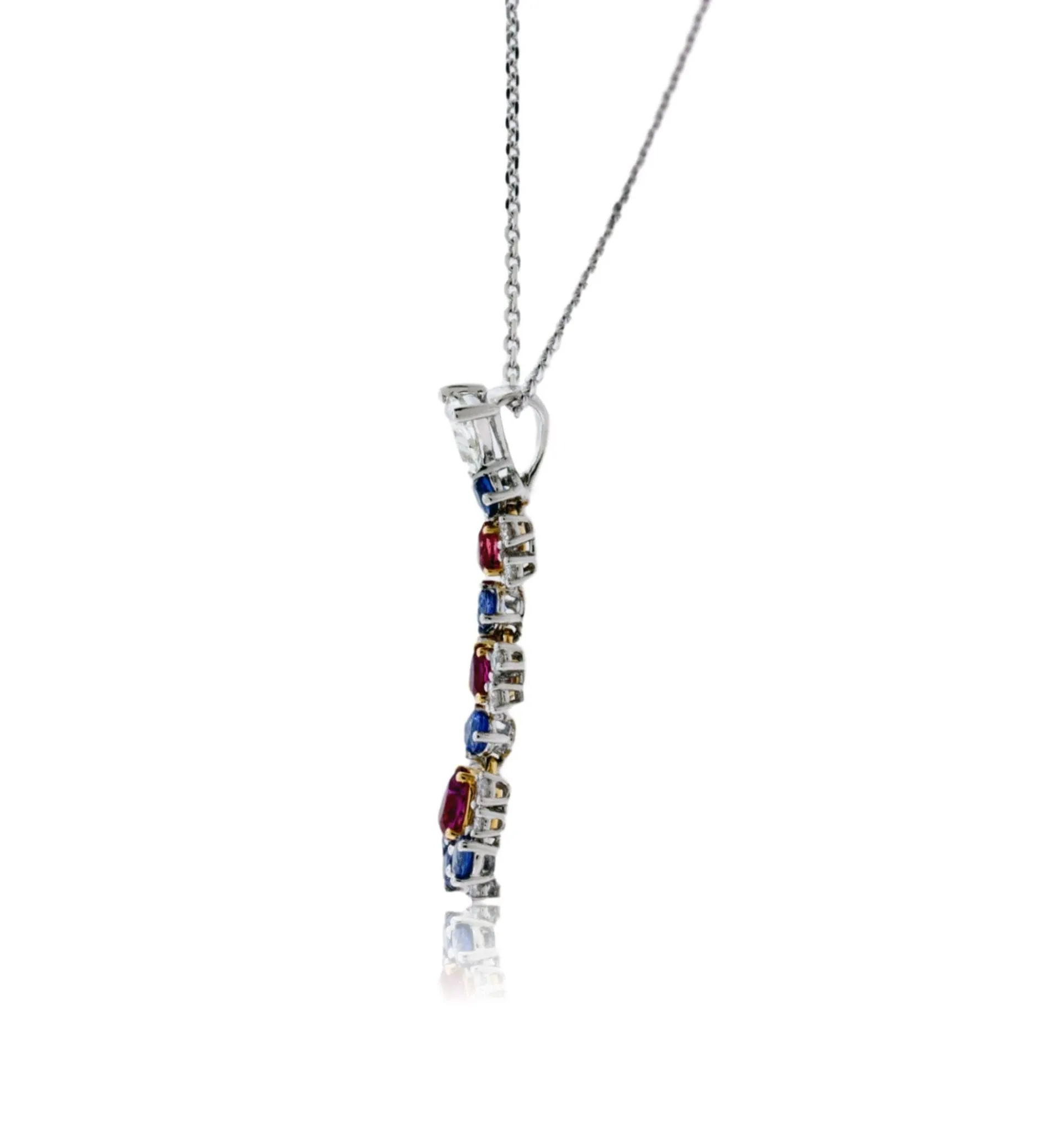 Platinum Red Emerald, Benitoite & Diamond Pendant