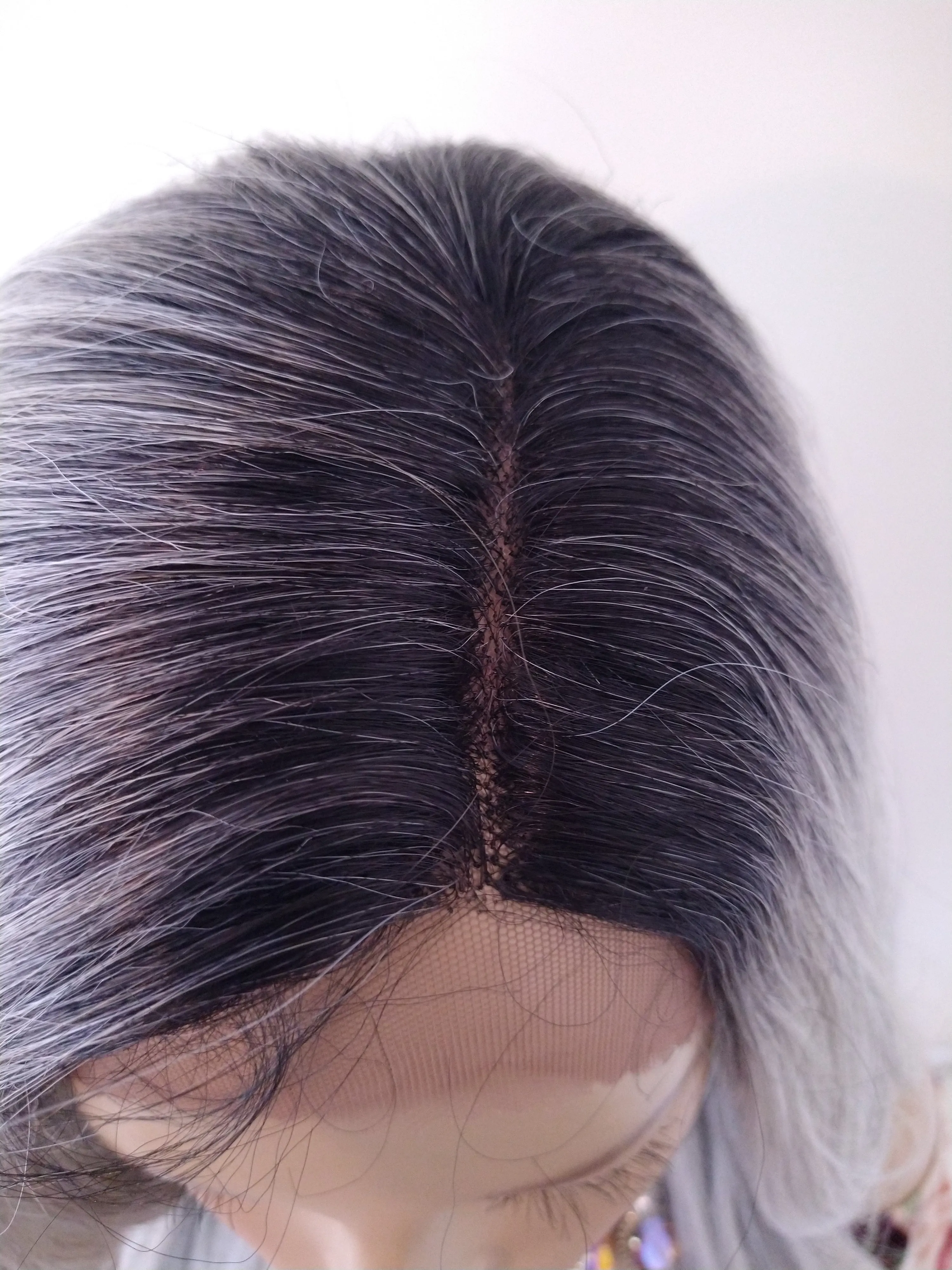Platinum Sliver Wavy Lace Front Wig Ombre Gray Wig For Women Long Synthetic Wig Halloween Cosplay Party Wigs Glory Tress - Silver Queen