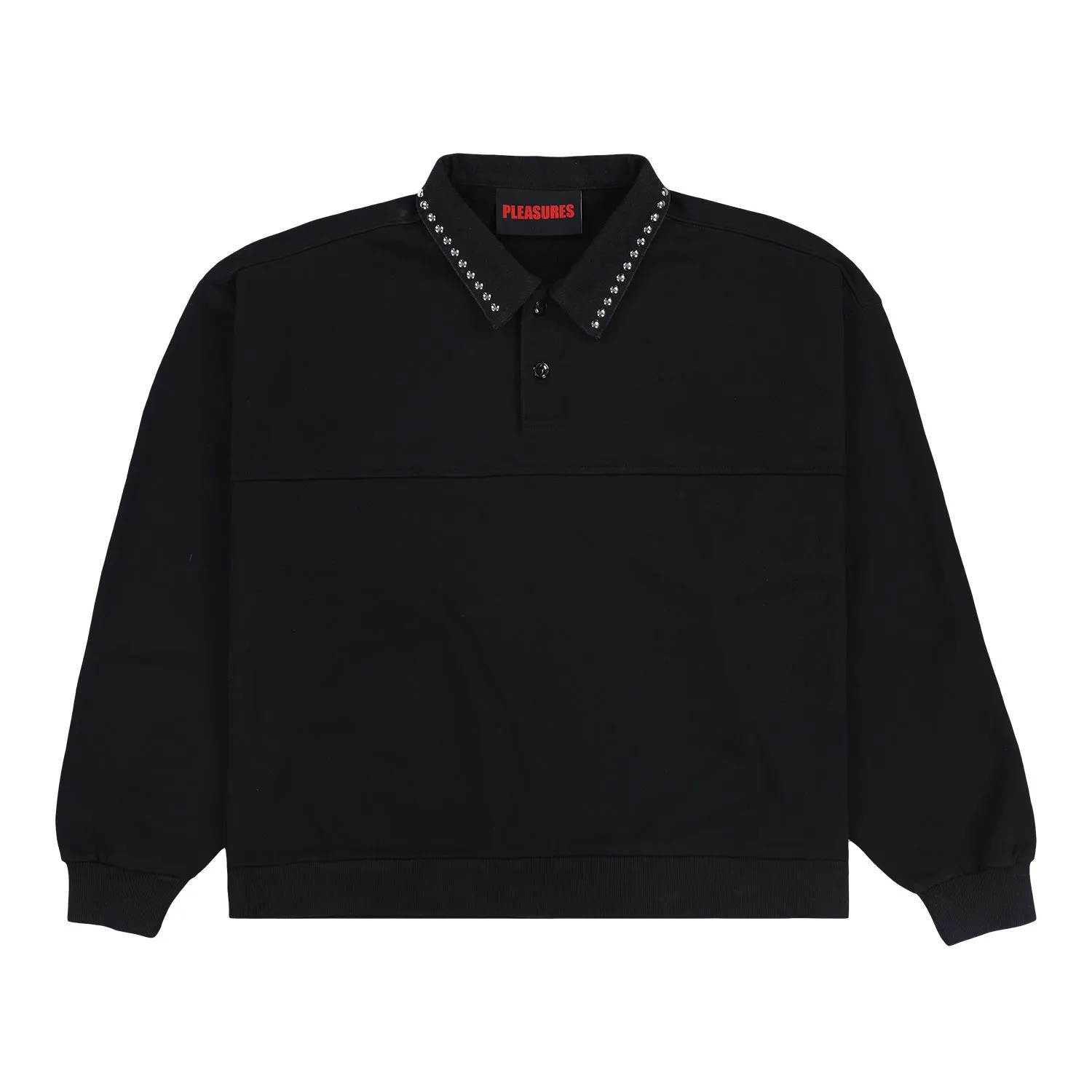 Pleasures Men Tweak Studded Polo Sweatshirt Black
