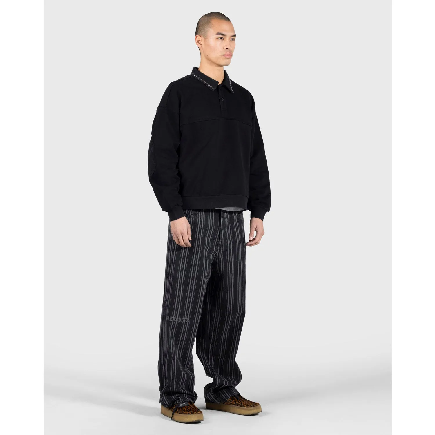 Pleasures Men Tweak Studded Polo Sweatshirt Black