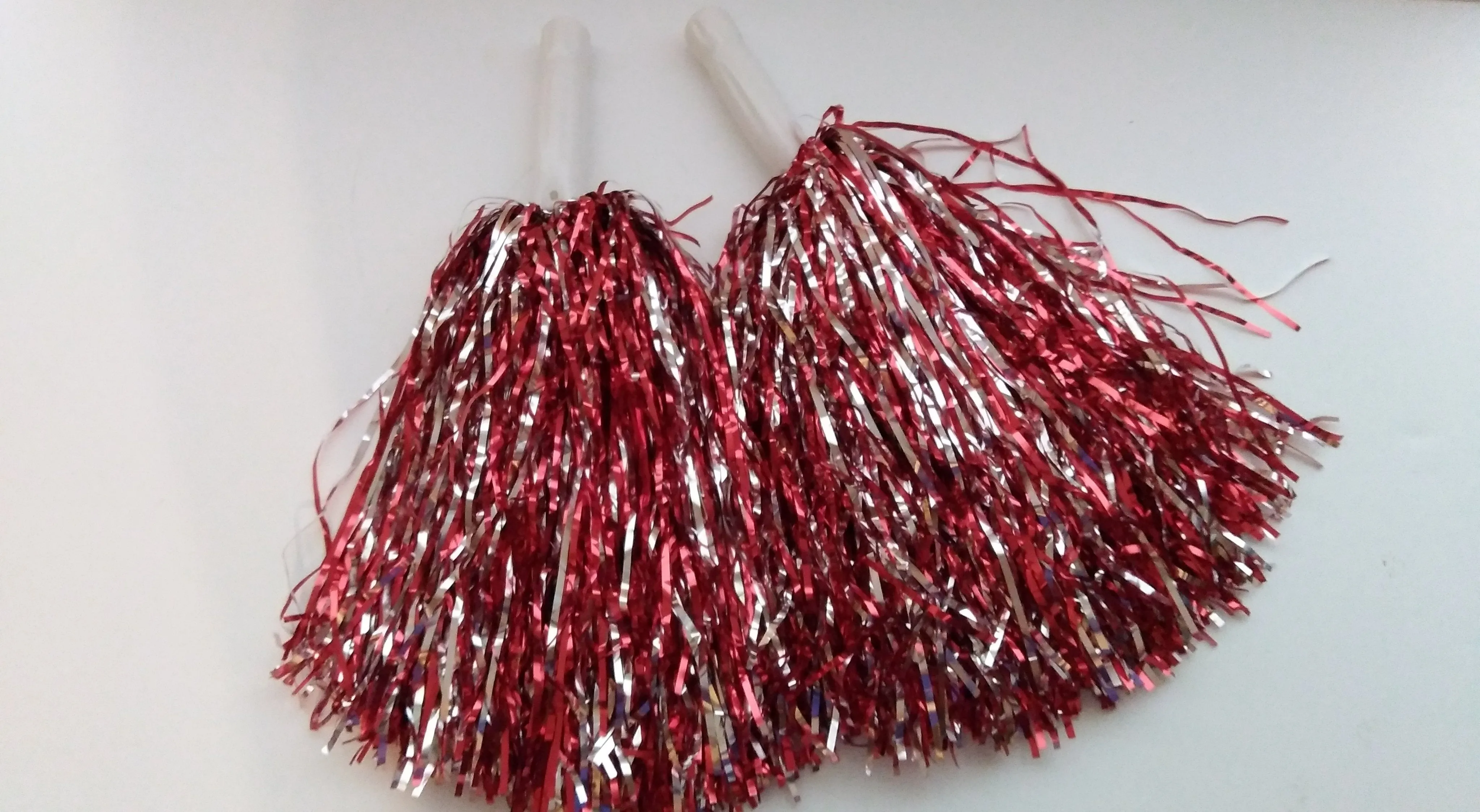 Red and Silver Pom-Poms