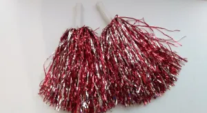 Red and Silver Pom-Poms