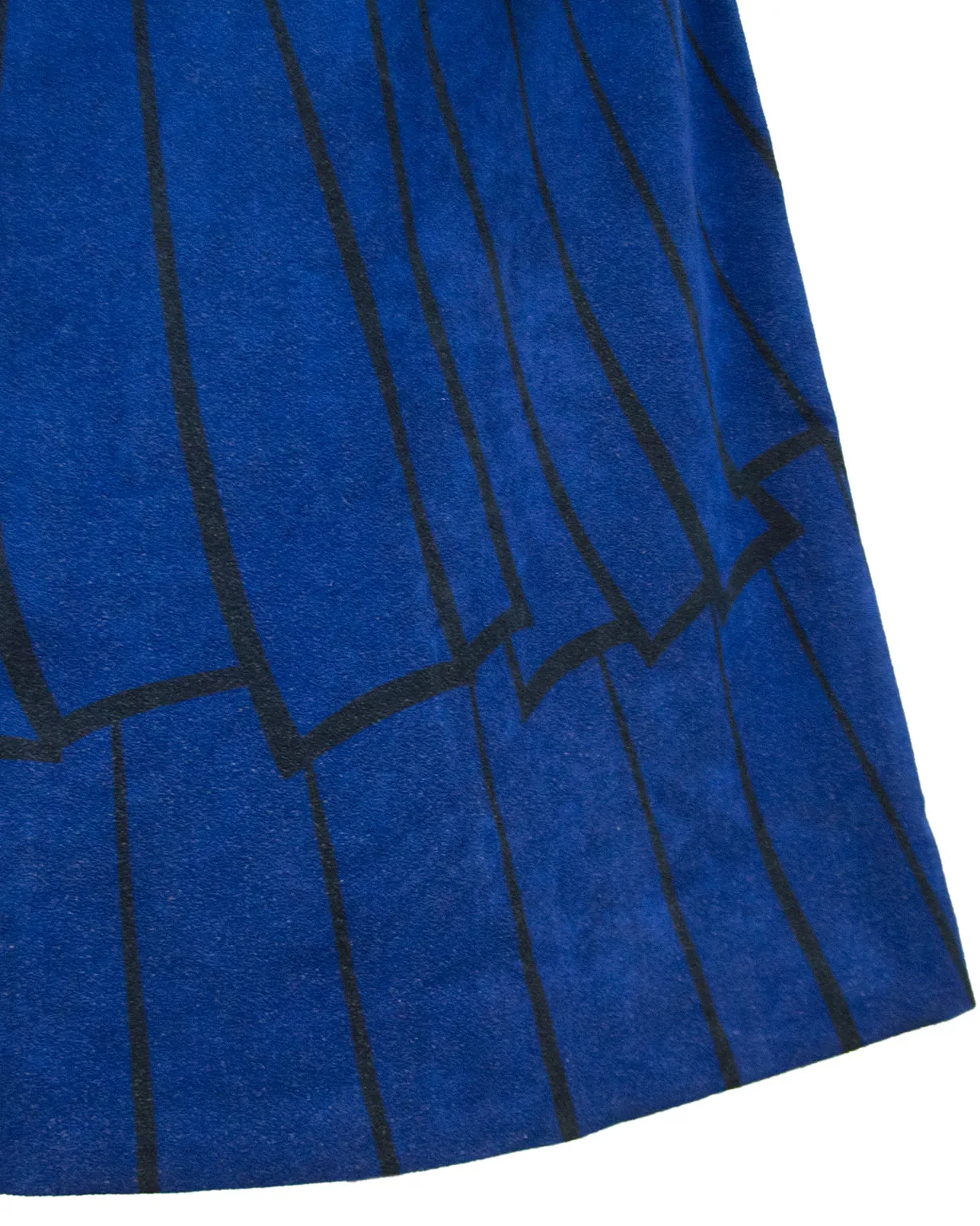 Red, Beige and Blue Trompe L'oeil Ultrasuede Dress