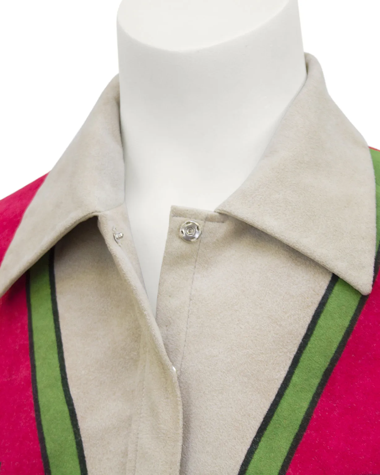 Red, Beige and Blue Trompe L'oeil Ultrasuede Dress