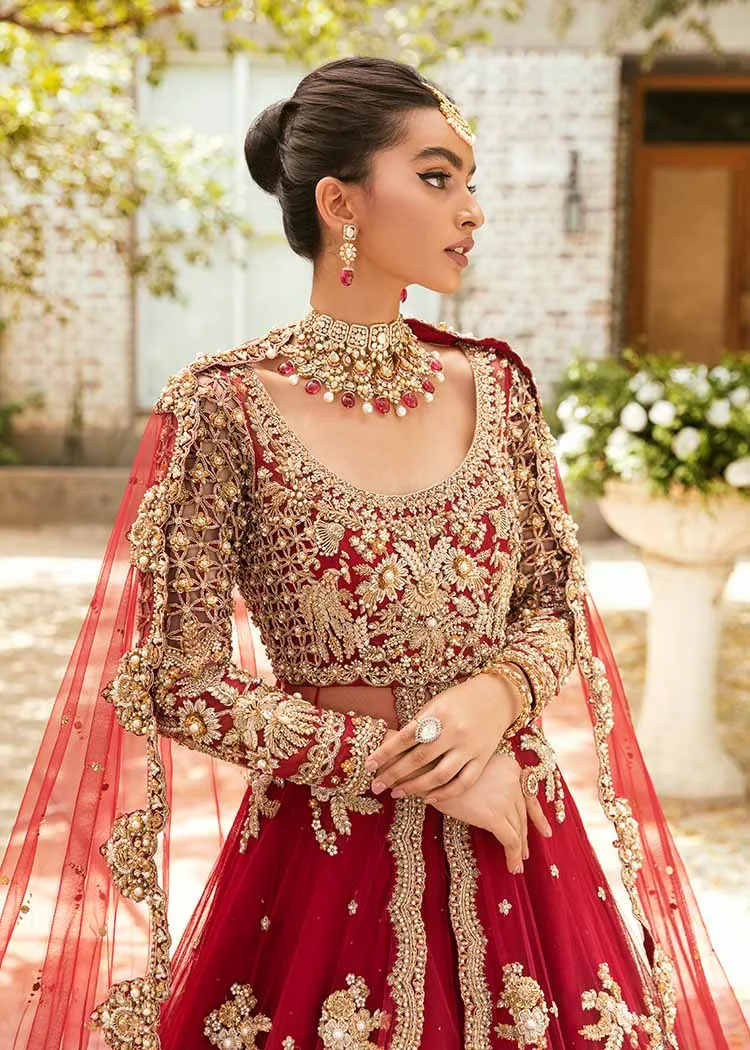 Red Bridal Dress Pakistani in Pishwas and Lehenga Style