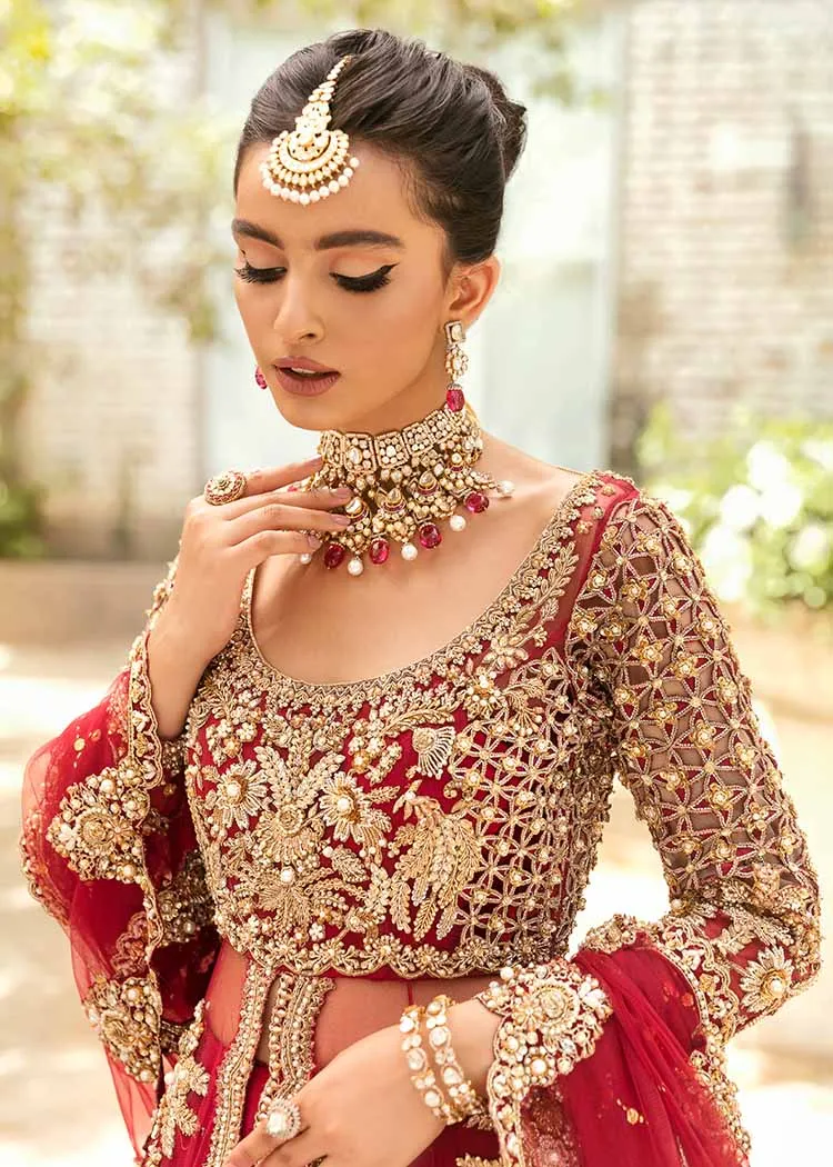 Red Bridal Dress Pakistani in Pishwas and Lehenga Style