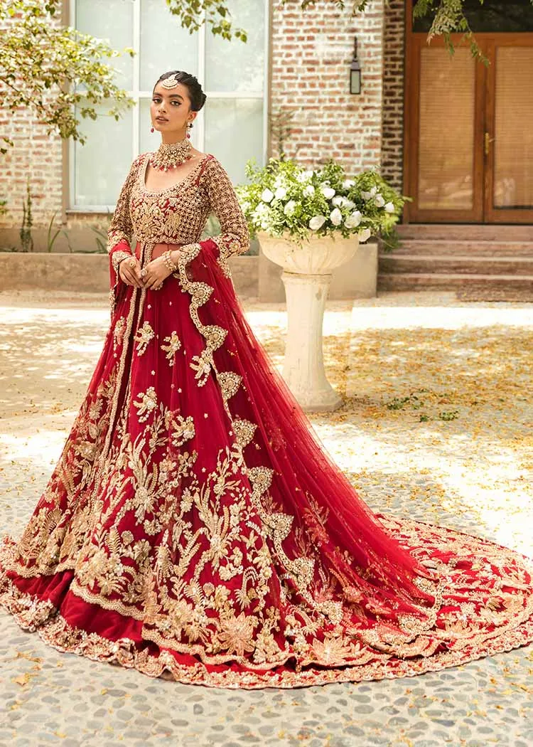 Red Bridal Dress Pakistani in Pishwas and Lehenga Style