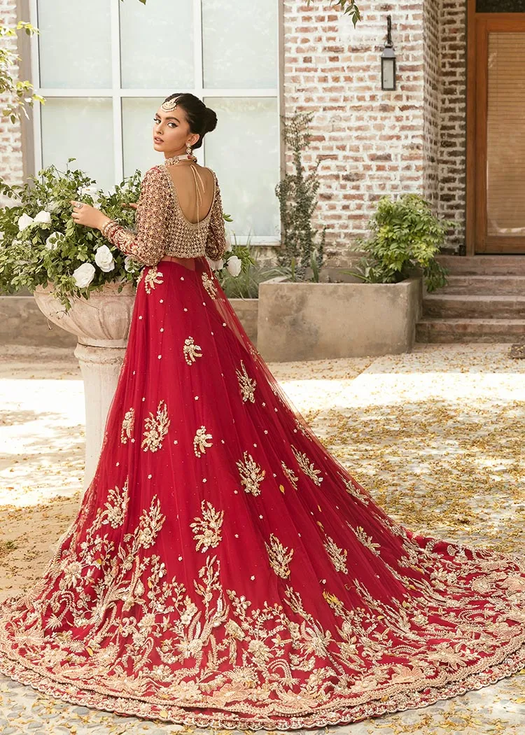 Red Bridal Dress Pakistani in Pishwas and Lehenga Style