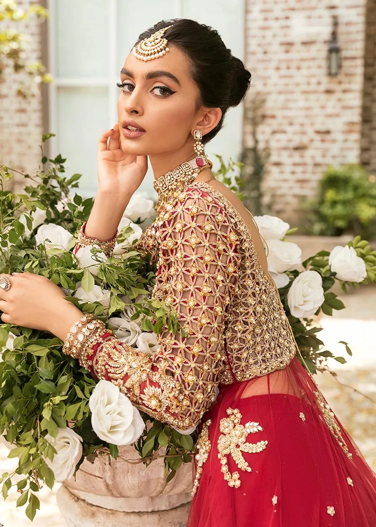 Red Bridal Dress Pakistani in Pishwas and Lehenga Style